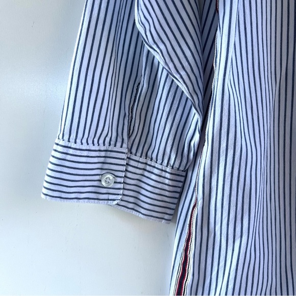 Sundry Striped Shirt Dress Embroidered Heart White Blue Size 1 - Small - Picture 11 of 12